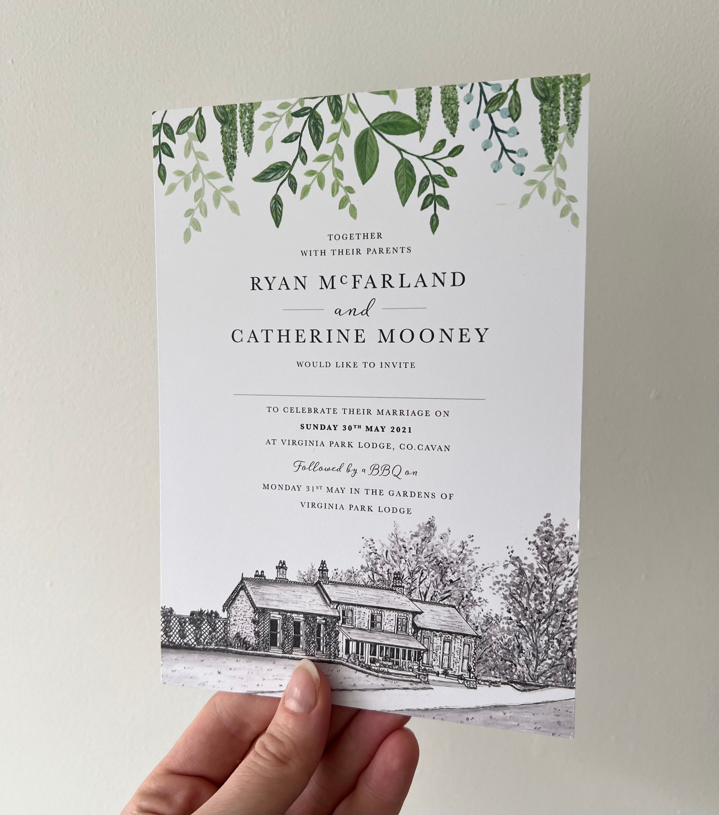 Virginia Park Lodge Wedding Invitation (Flat card)