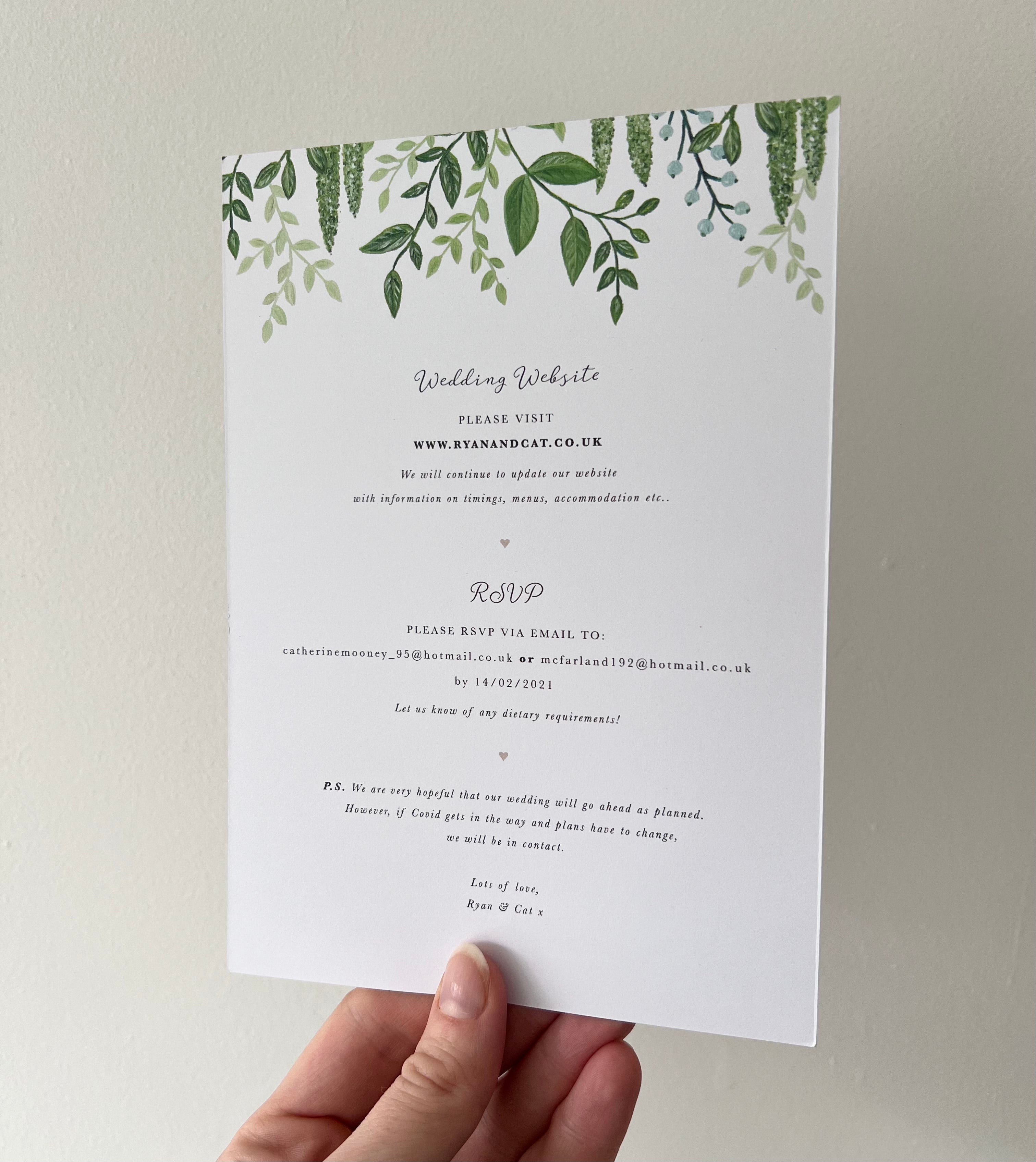 Virginia Park Lodge Wedding Invitation (Flat card)