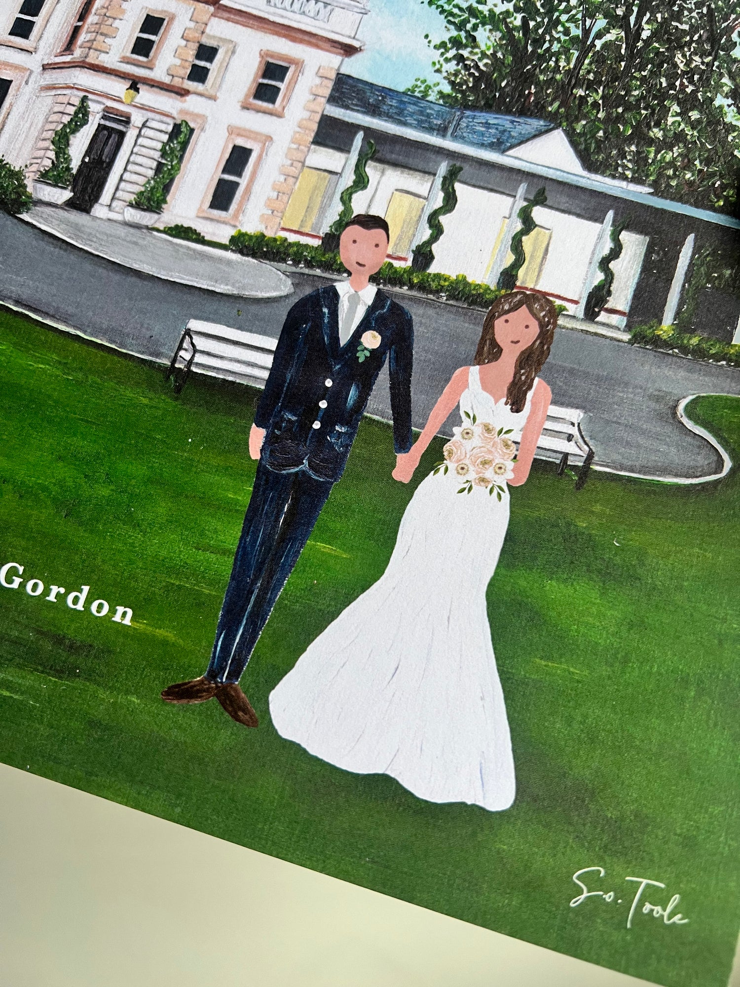 Include drawing of bride, groom, pet(s).