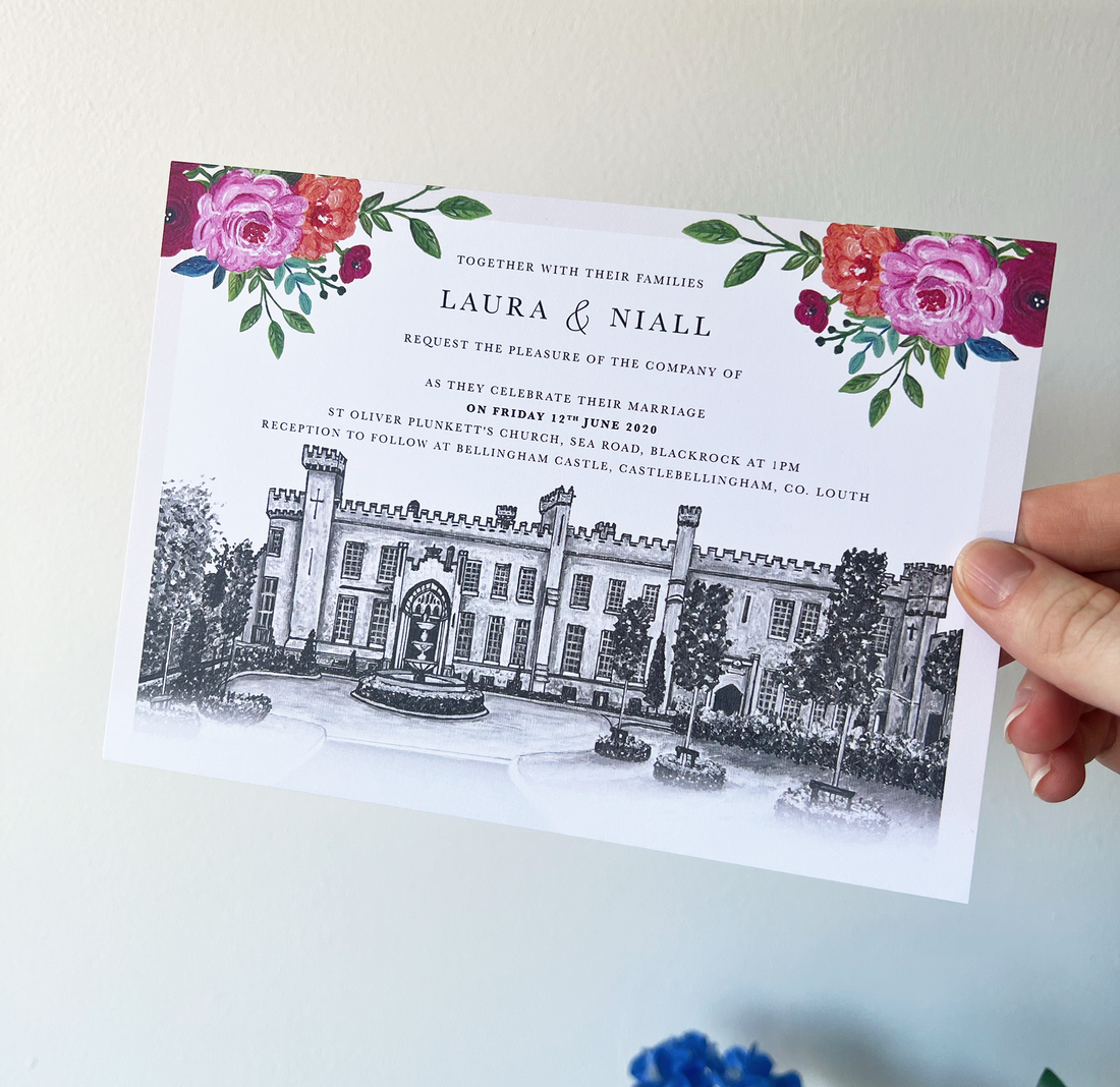 Bellingham Castle Wedding Invitation (Flat card)