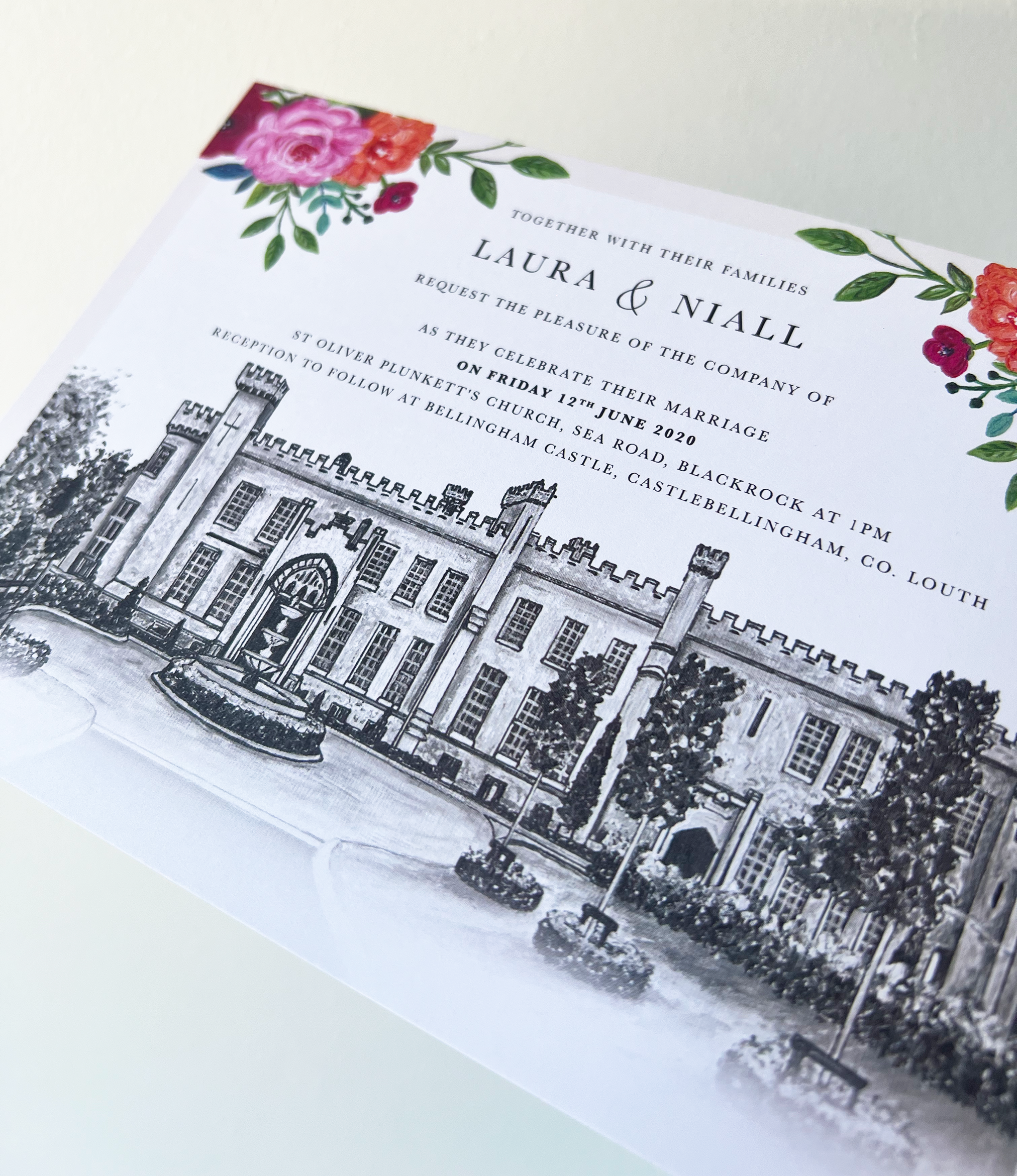 Bellingham Castle Wedding Invitation (Flat card)