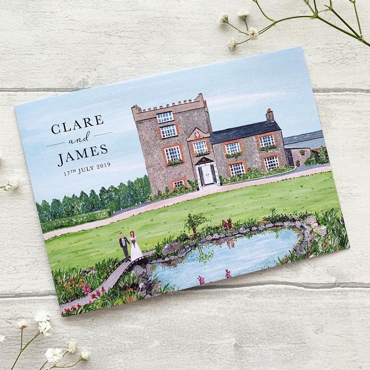 Darver Castle Wedding Invitation (Landscape Fold)