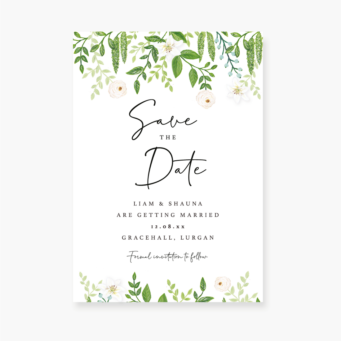Green Foliage Save the Date