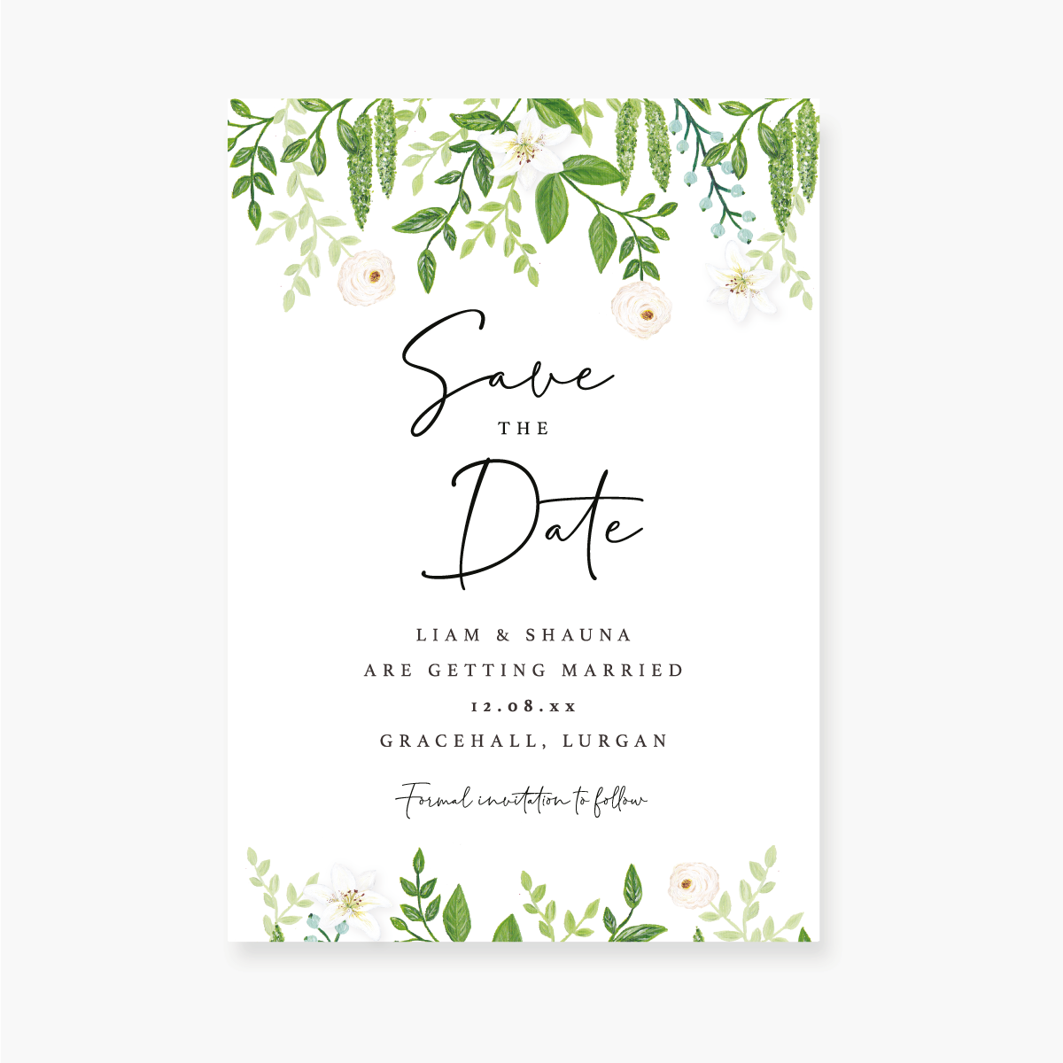 Green Foliage Save the Date