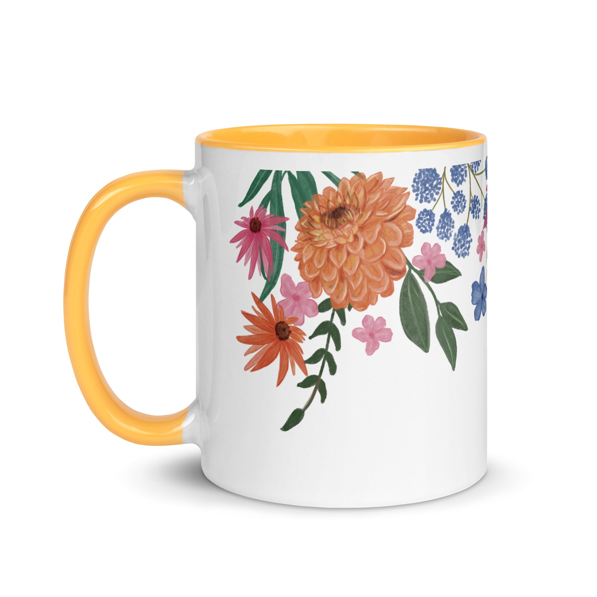 Floral Mug with Colour Inside