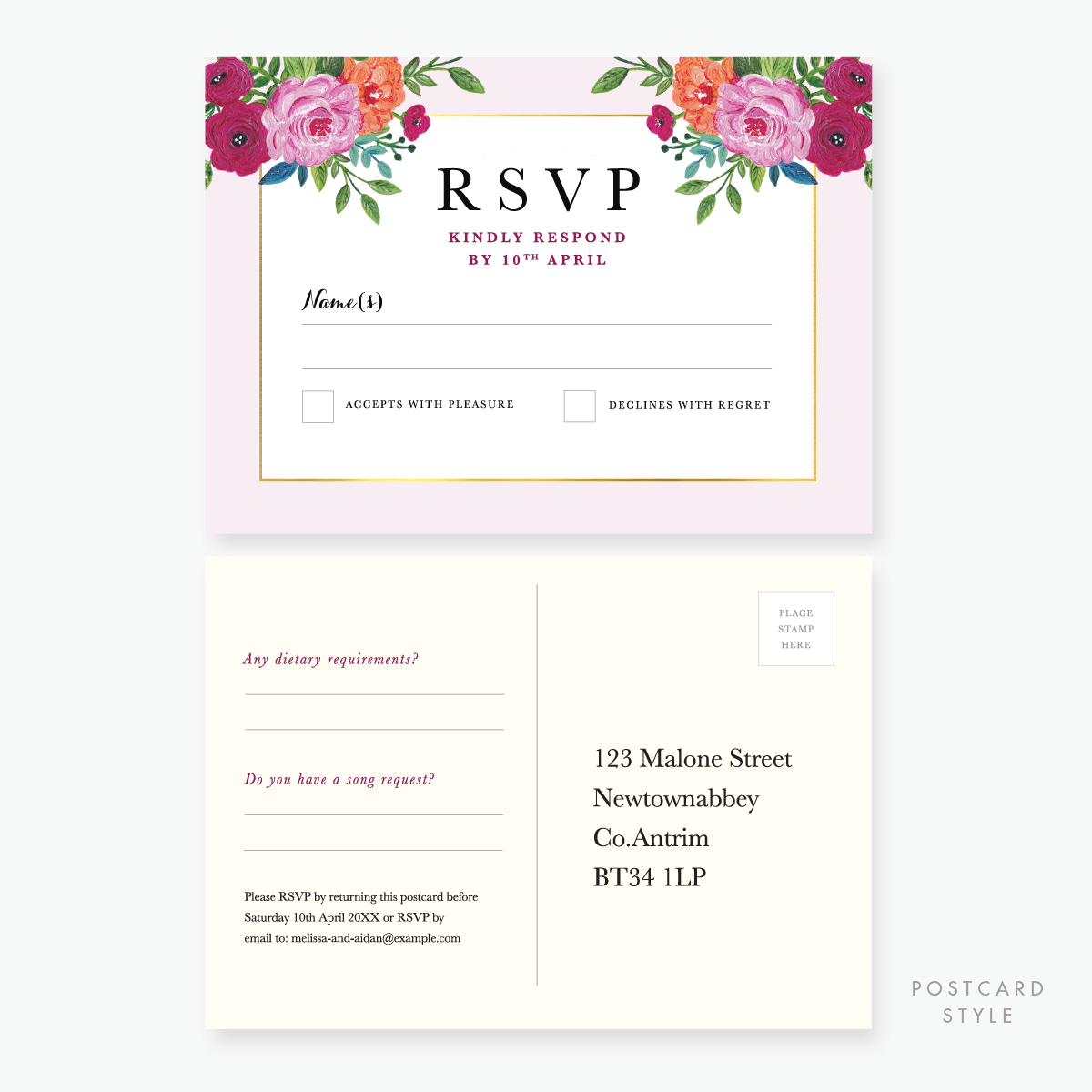 Wild Rose RSVP Card