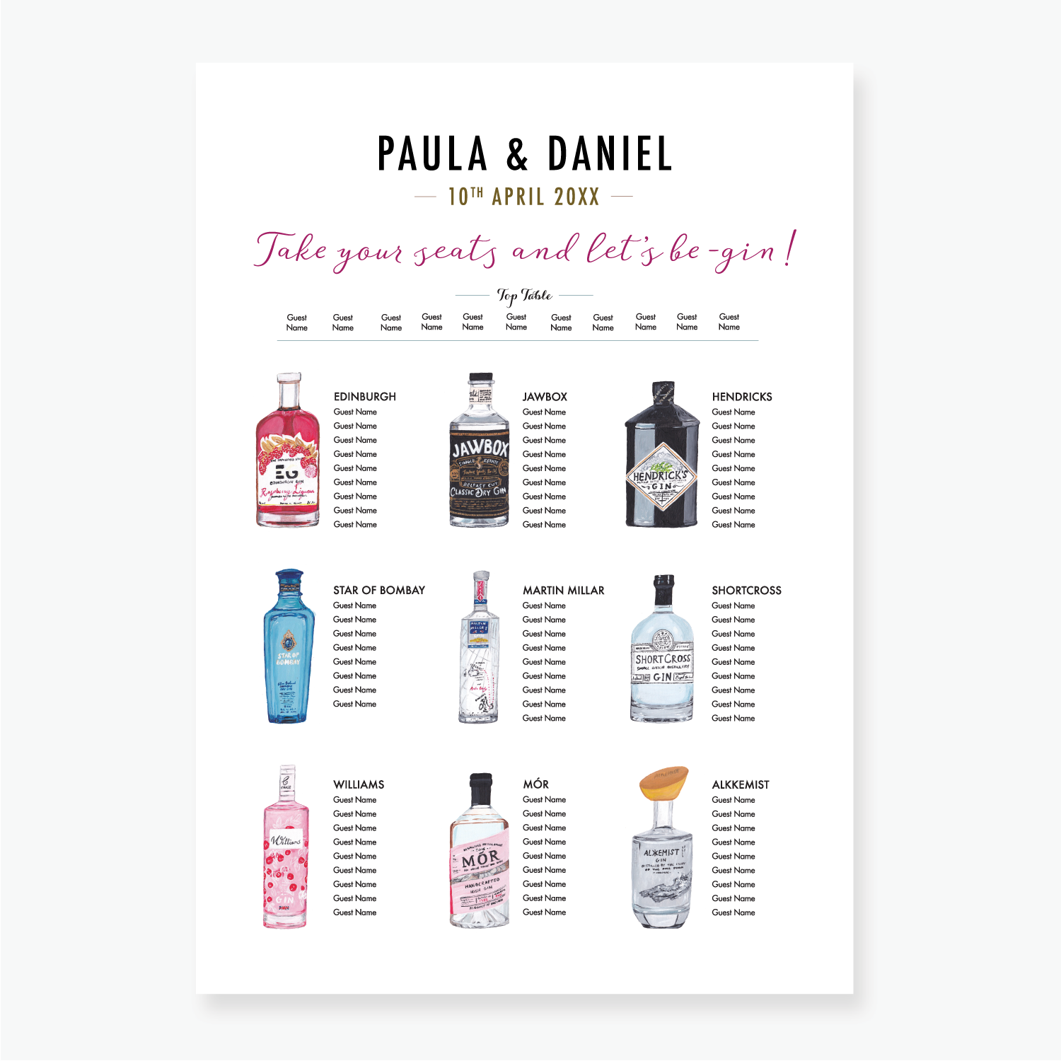 Gin Table Plan