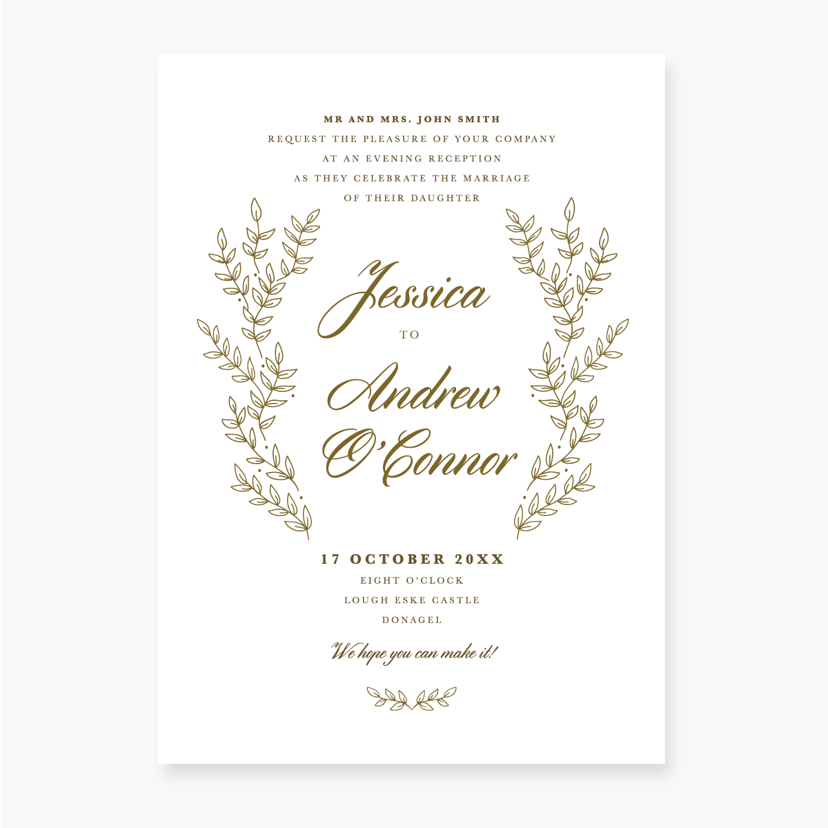 Gold Leaf Evening Invitation