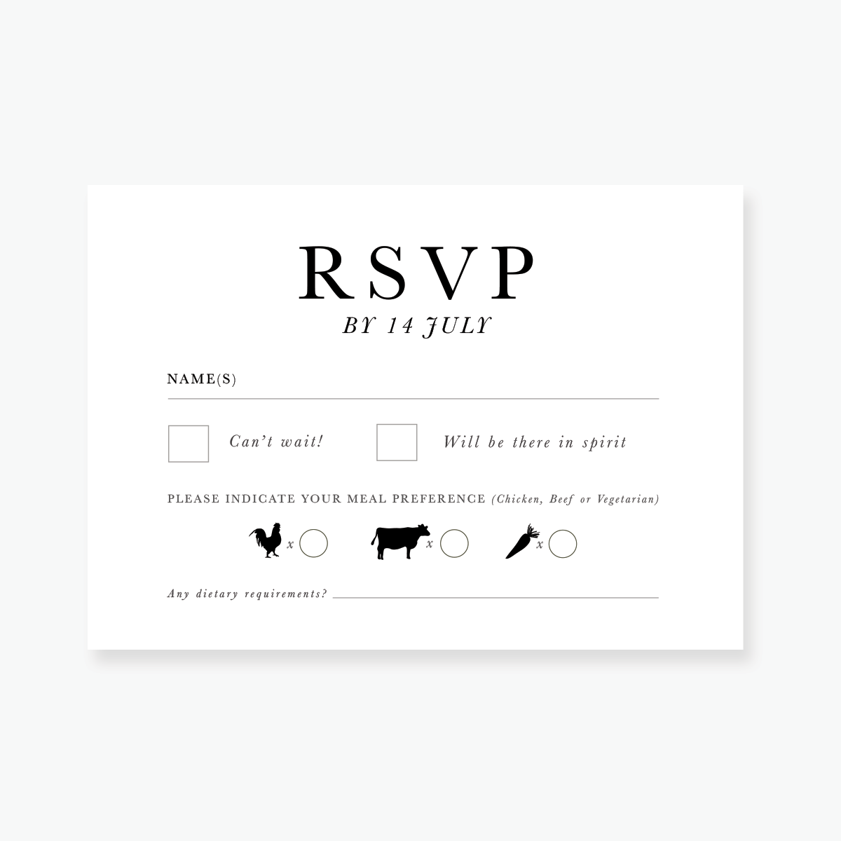 Just My Type RSVP Card