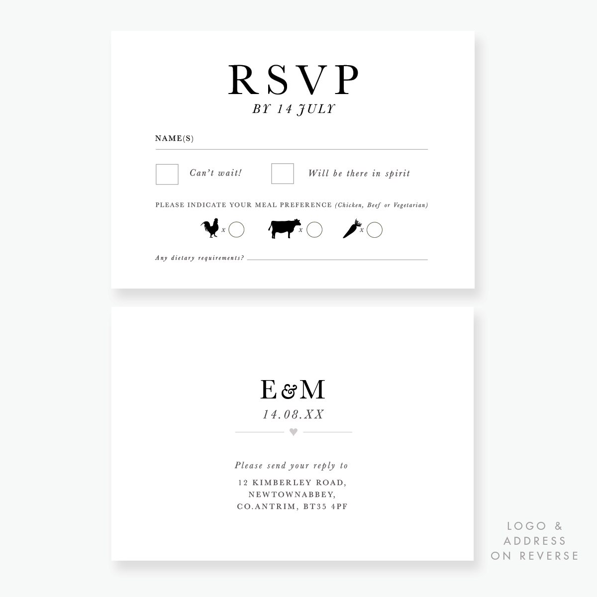 Just My Type RSVP Card