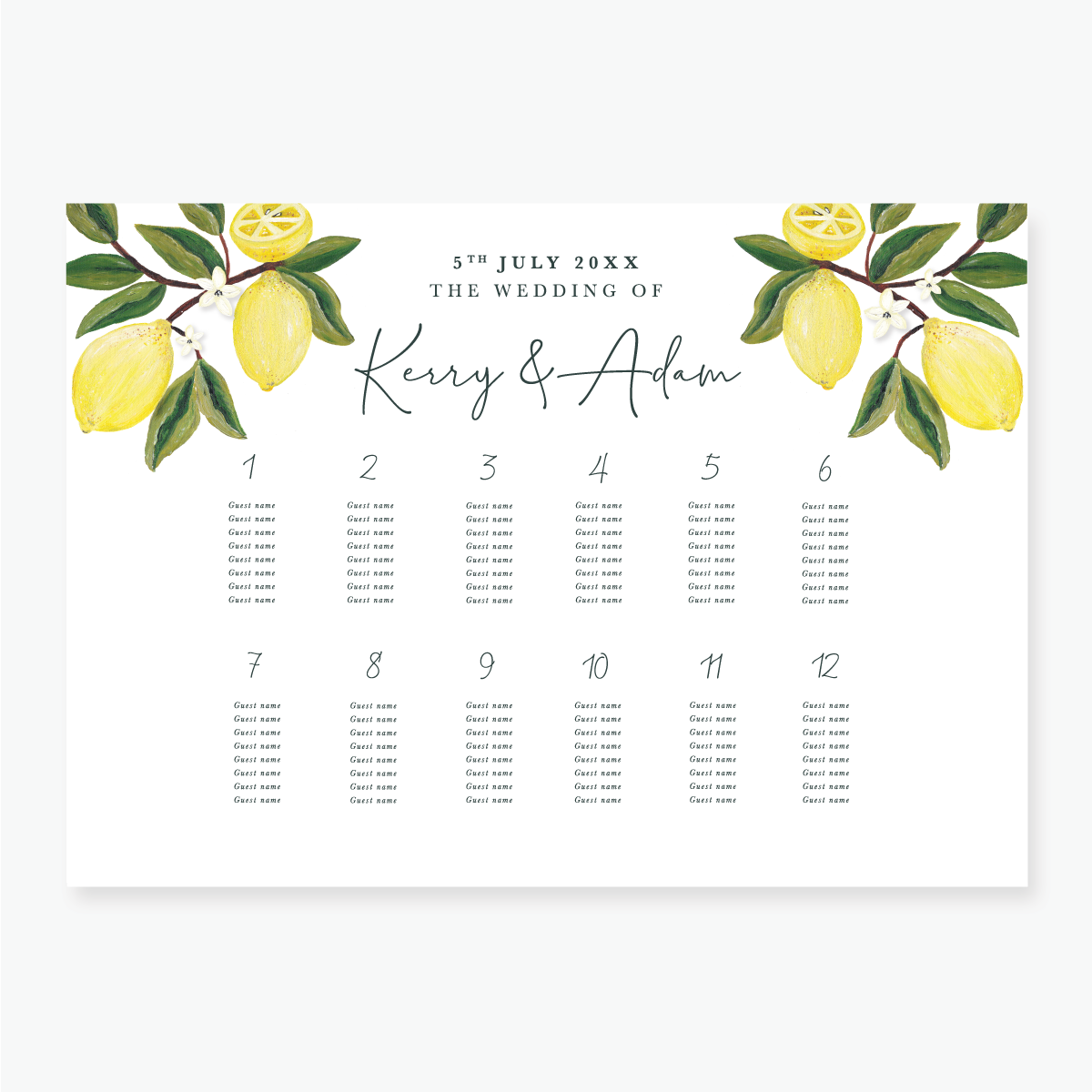 Lemon Garden Table Plan