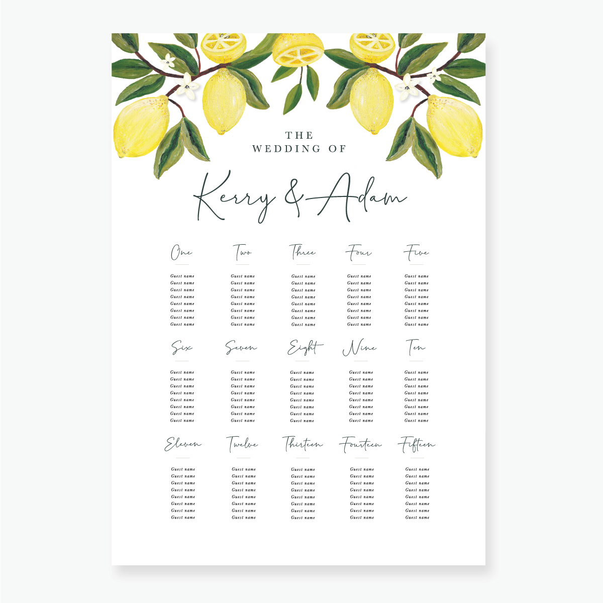 Lemon Garden Table Plan