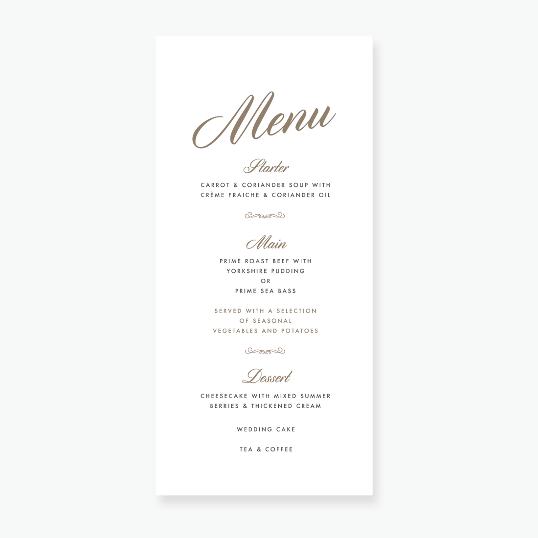 Luxe Menu