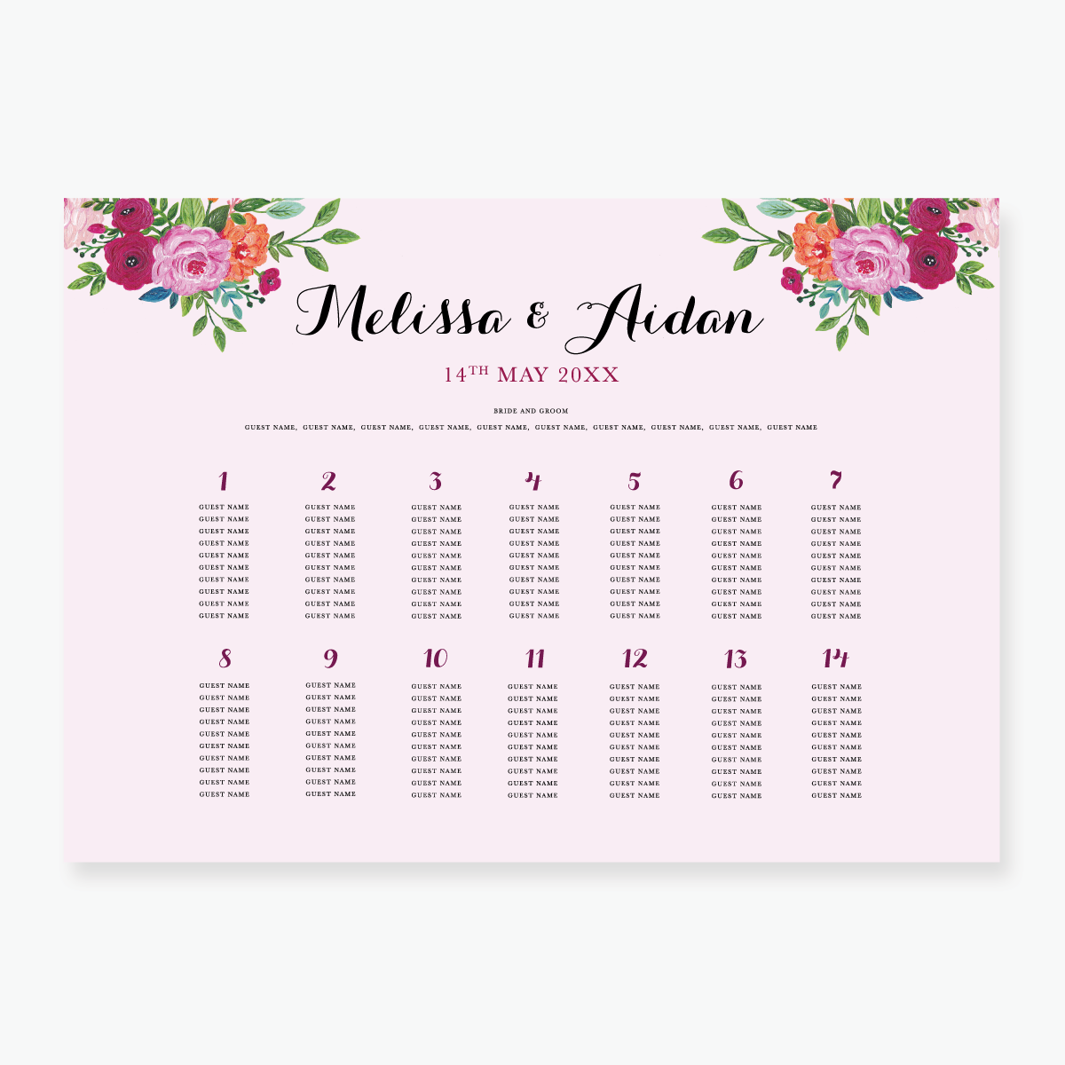 Wild Rose Table Plan