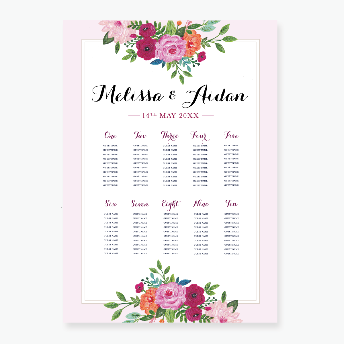 Wild Rose Table Plan