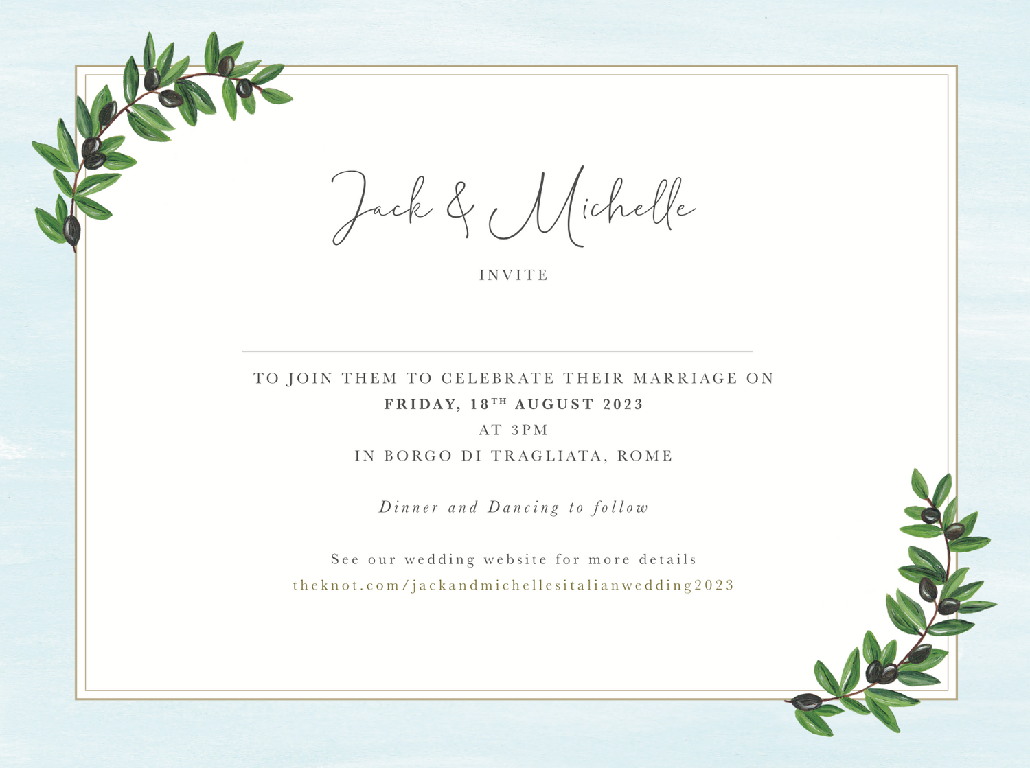 Borgo di Tragliata Wedding Invitation (Flat card)