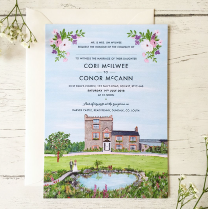 Darver Castle Wedding Invitation (Flat Card)