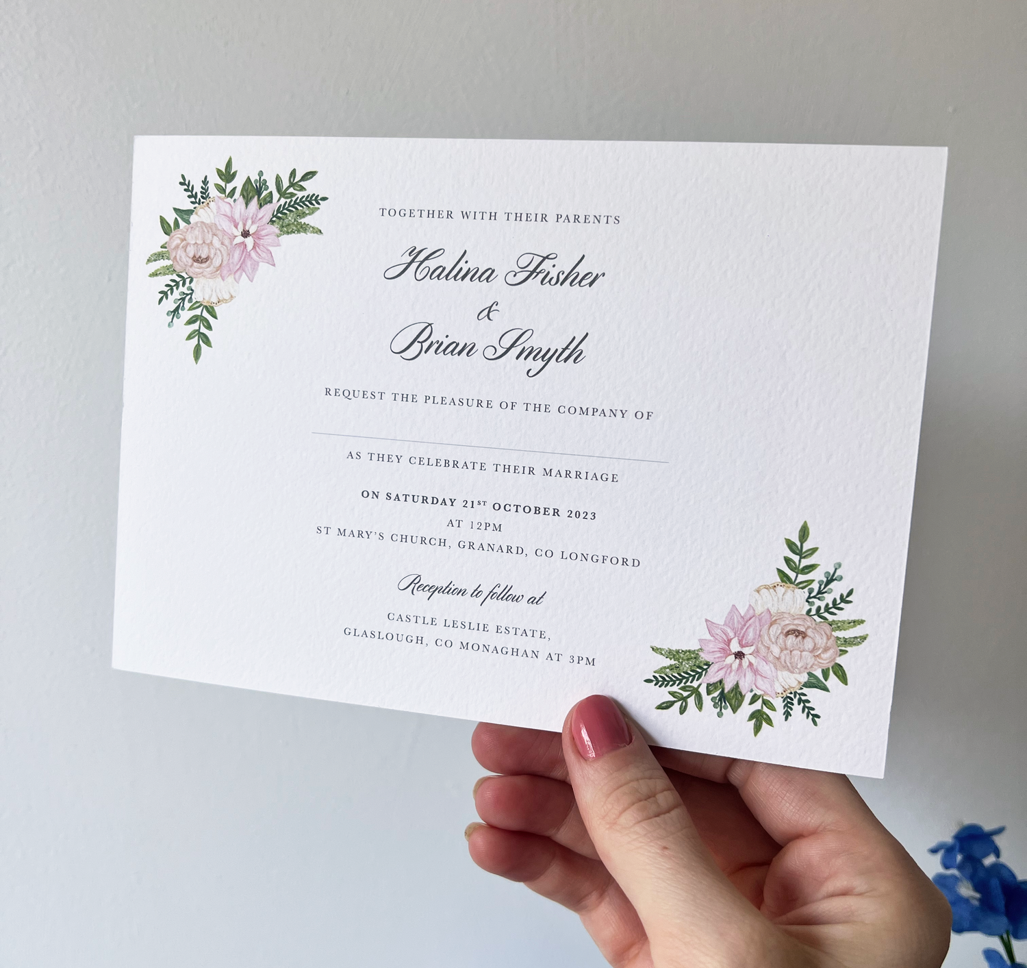 Castle Leslie Wedding Invitation (Flat Card)