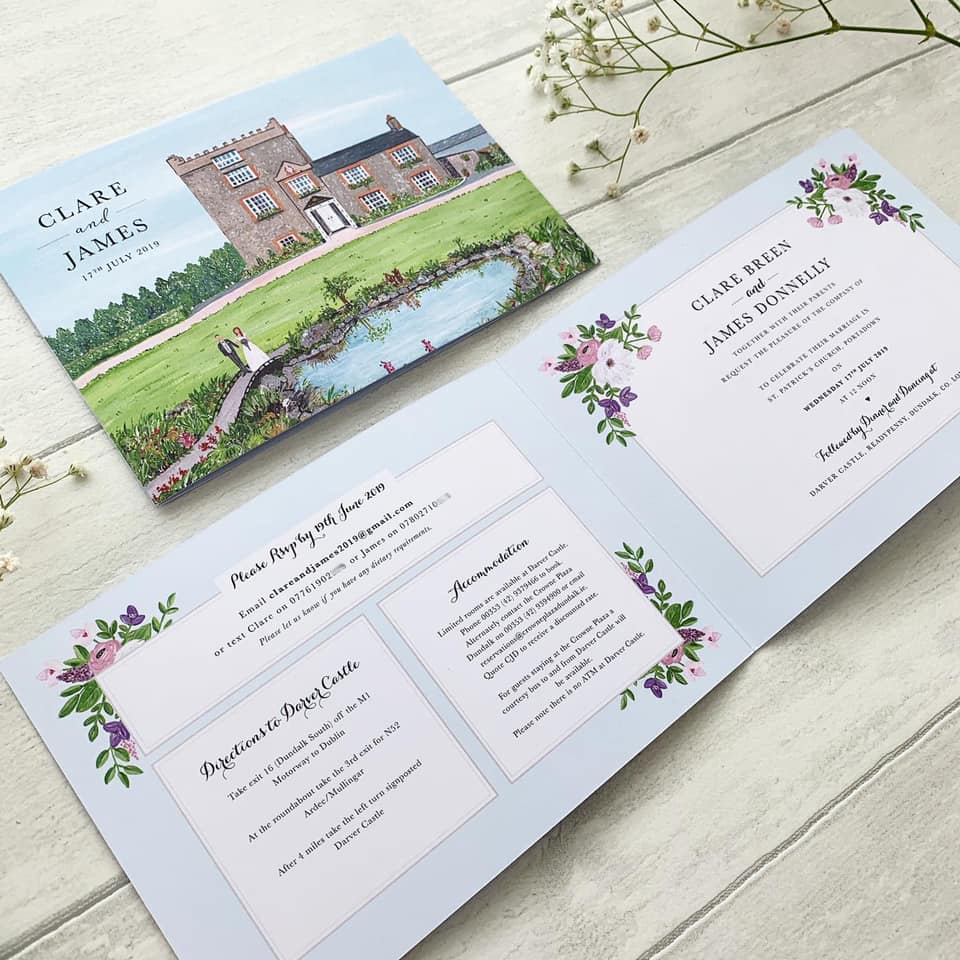 Darver Castle Wedding Invitation (Landscape Fold)