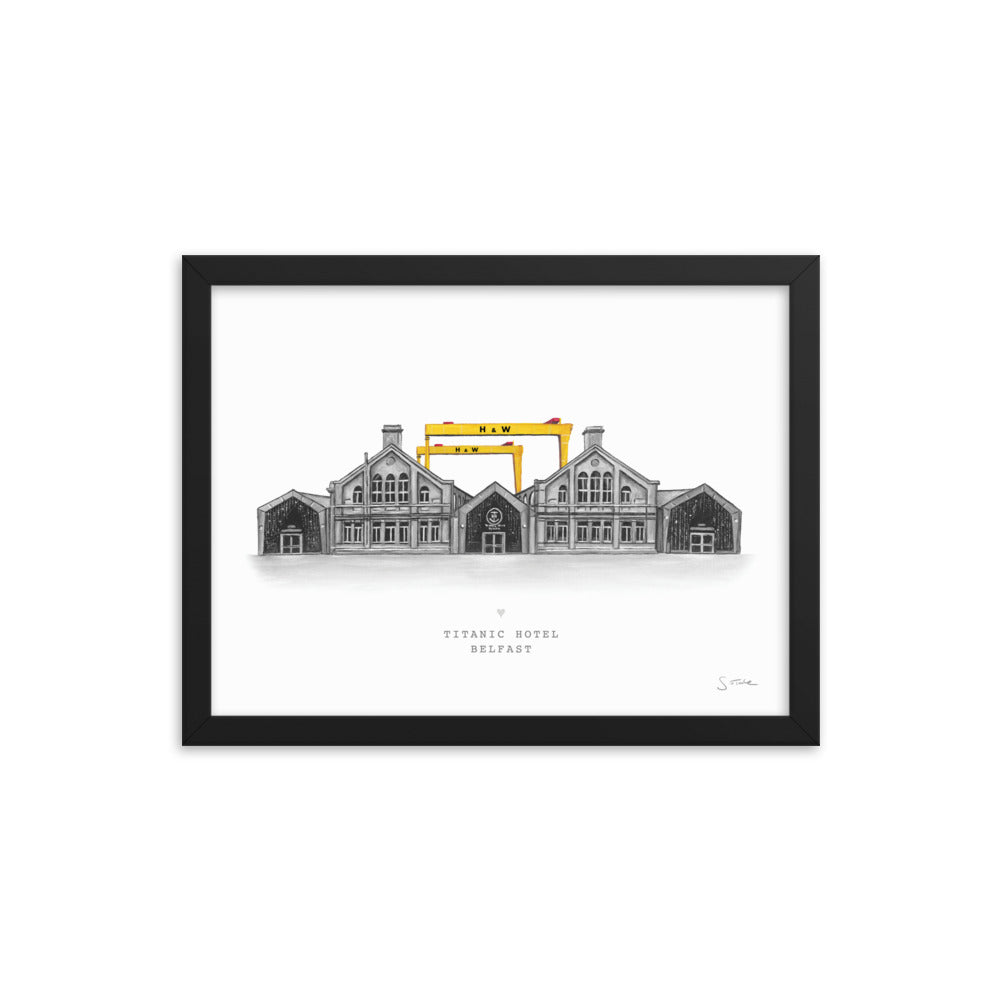 Titanic Hotel and Belfast Cranes Art Print