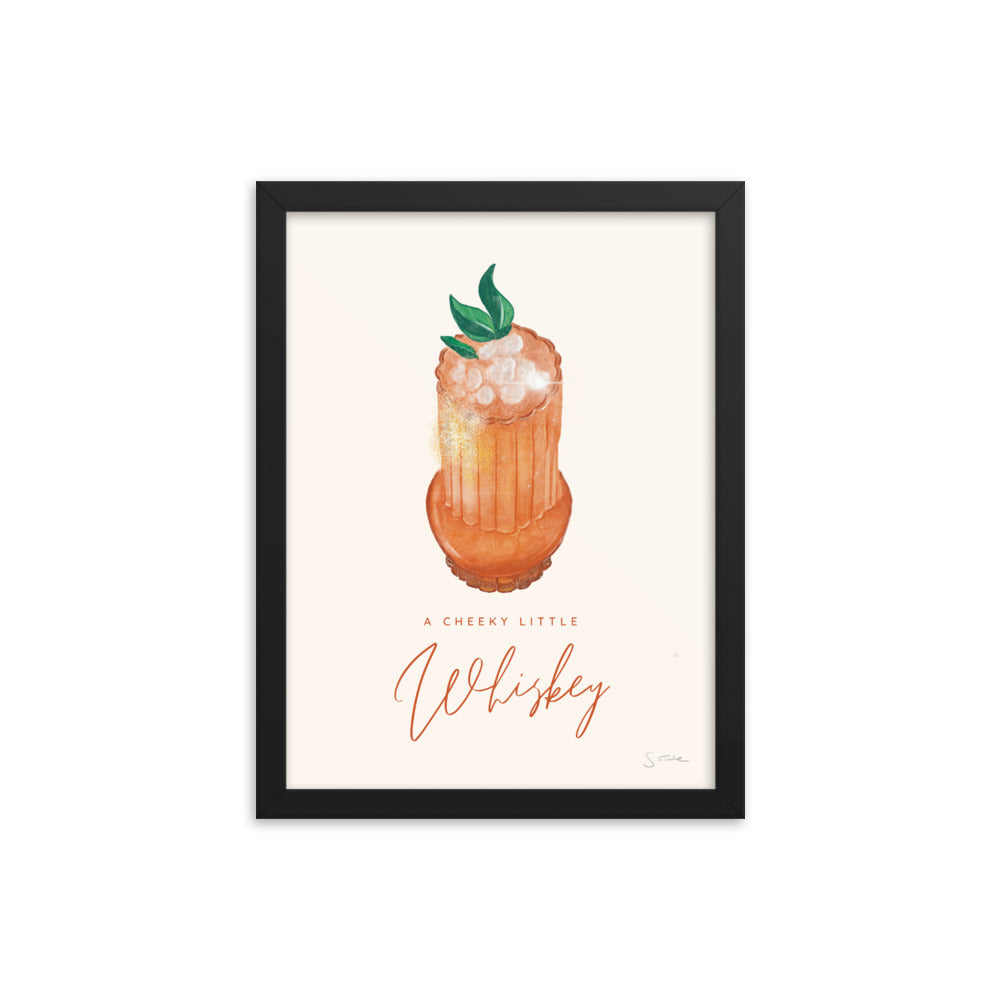 A Cheeky Little Whiskey Framed Art Print