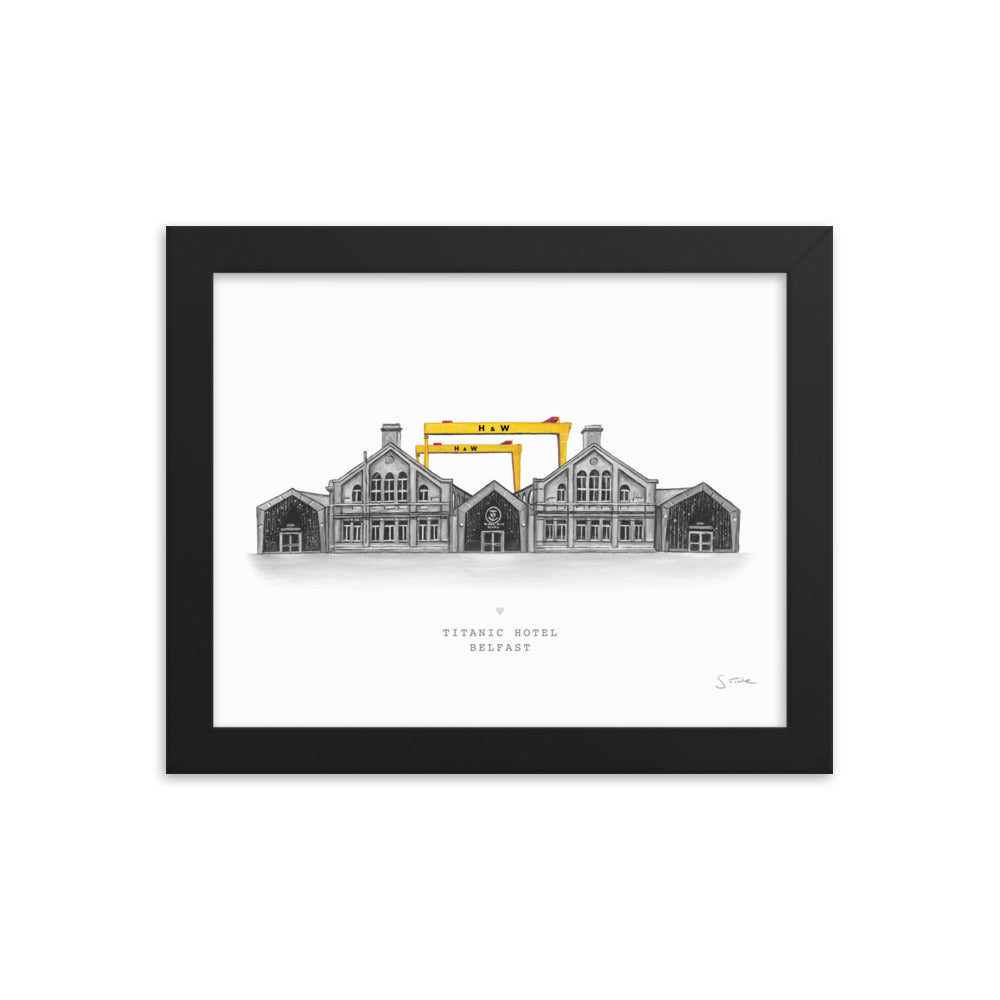 Titanic Hotel and Belfast Cranes Art Print