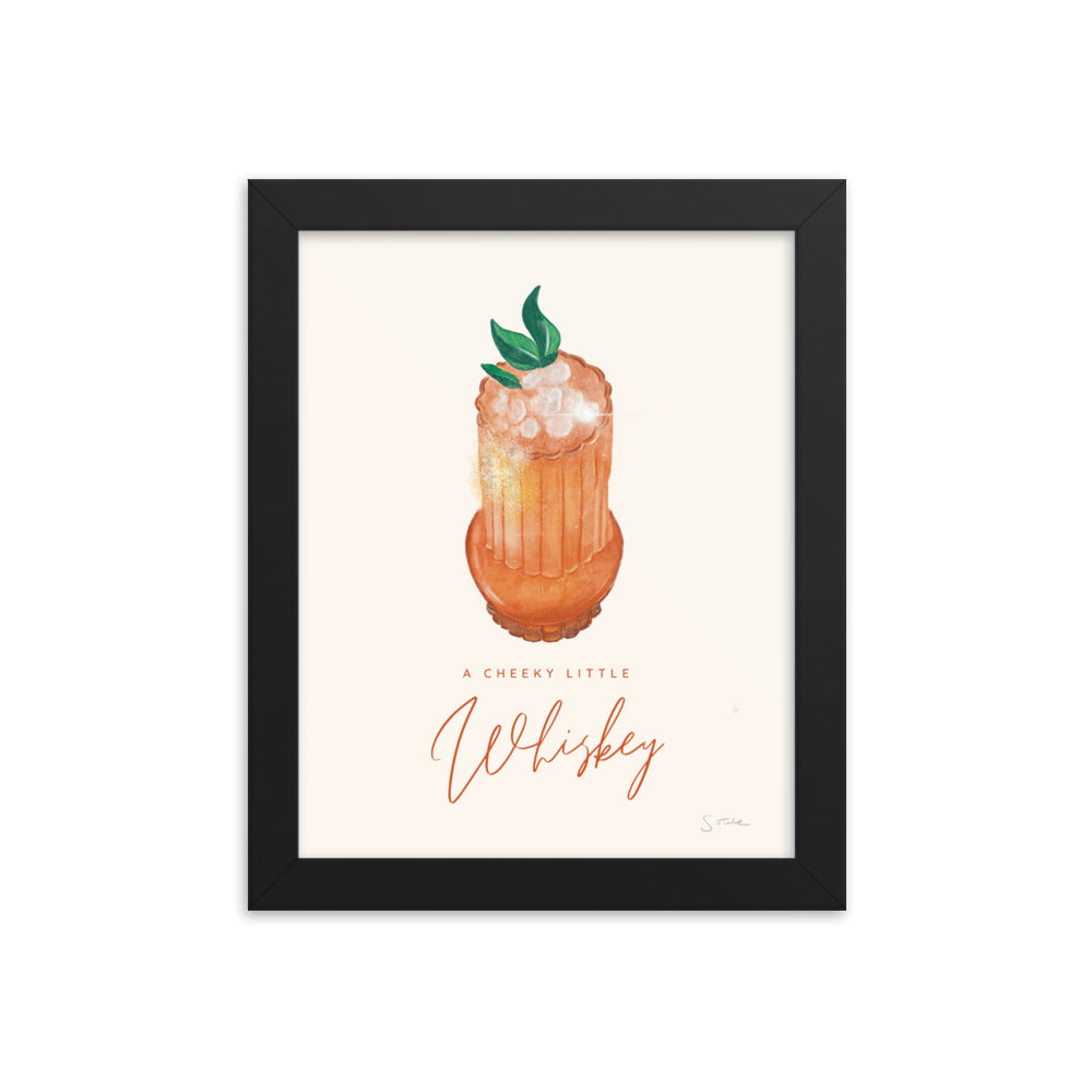 A Cheeky Little Whiskey Framed Art Print