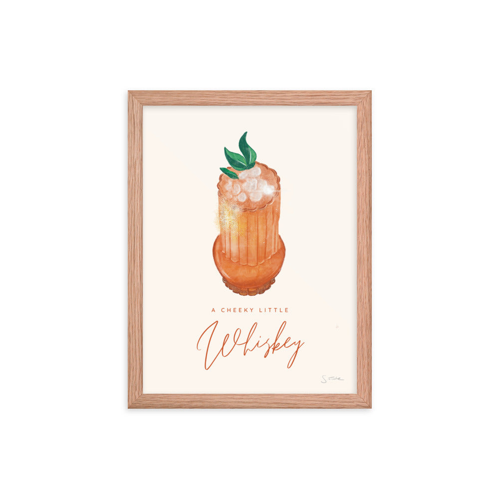 A Cheeky Little Whiskey Framed Art Print