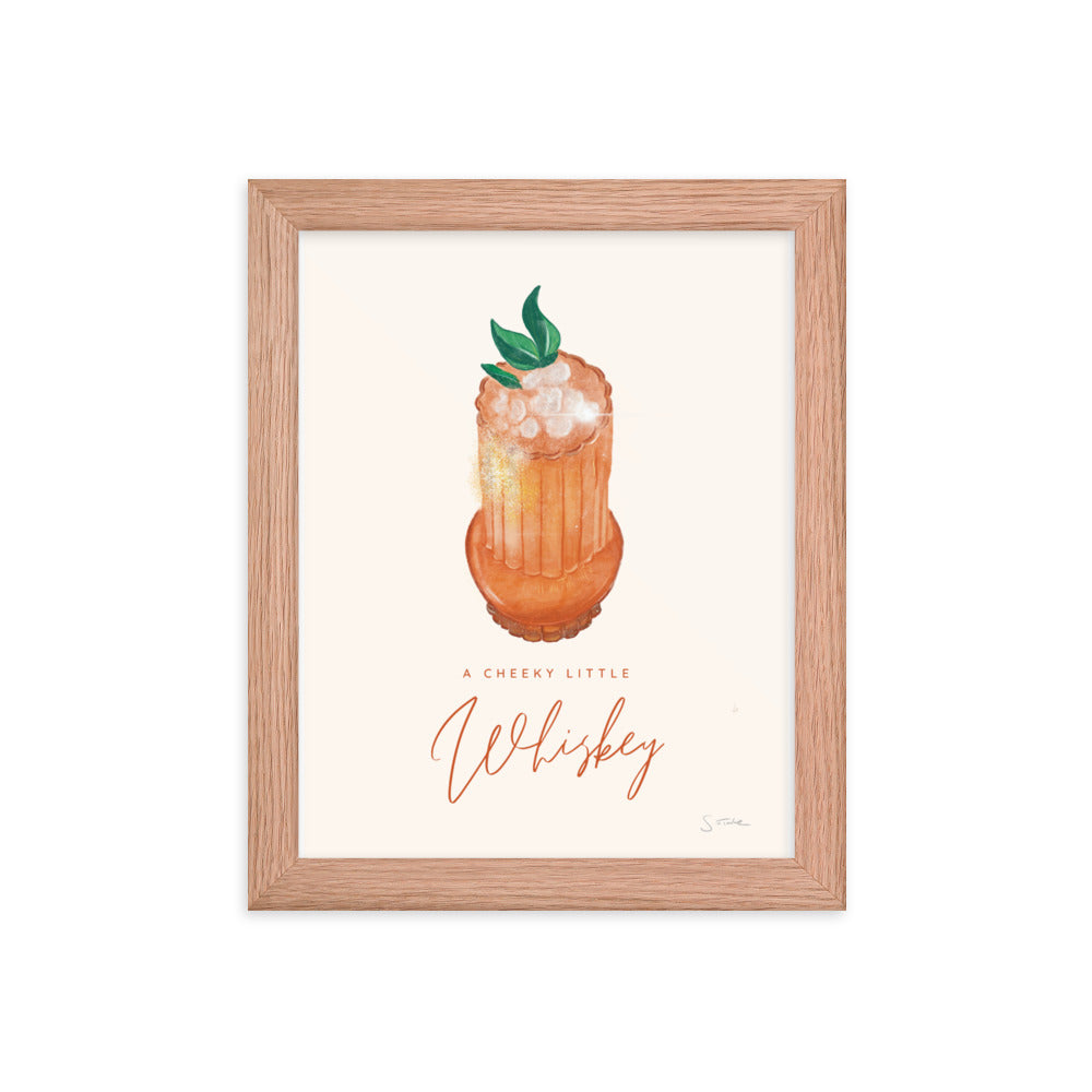 A Cheeky Little Whiskey Framed Art Print