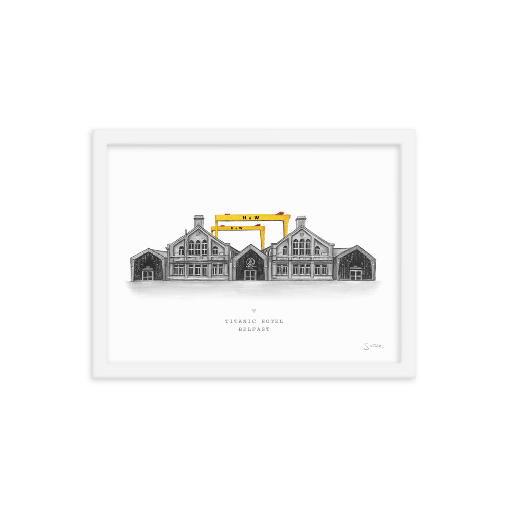 Titanic Hotel and Belfast Cranes Art Print