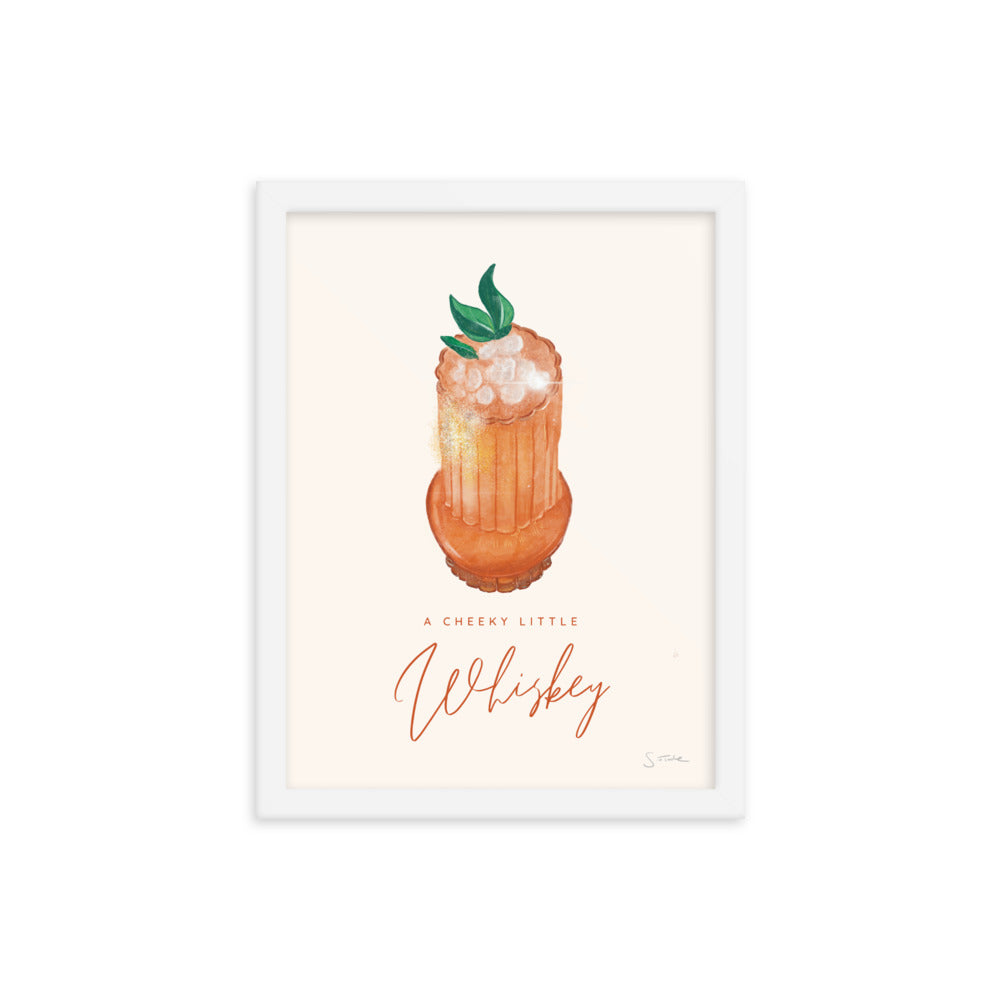 A Cheeky Little Whiskey Framed Art Print