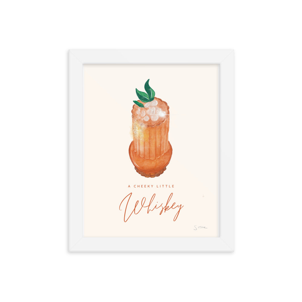 A Cheeky Little Whiskey Framed Art Print