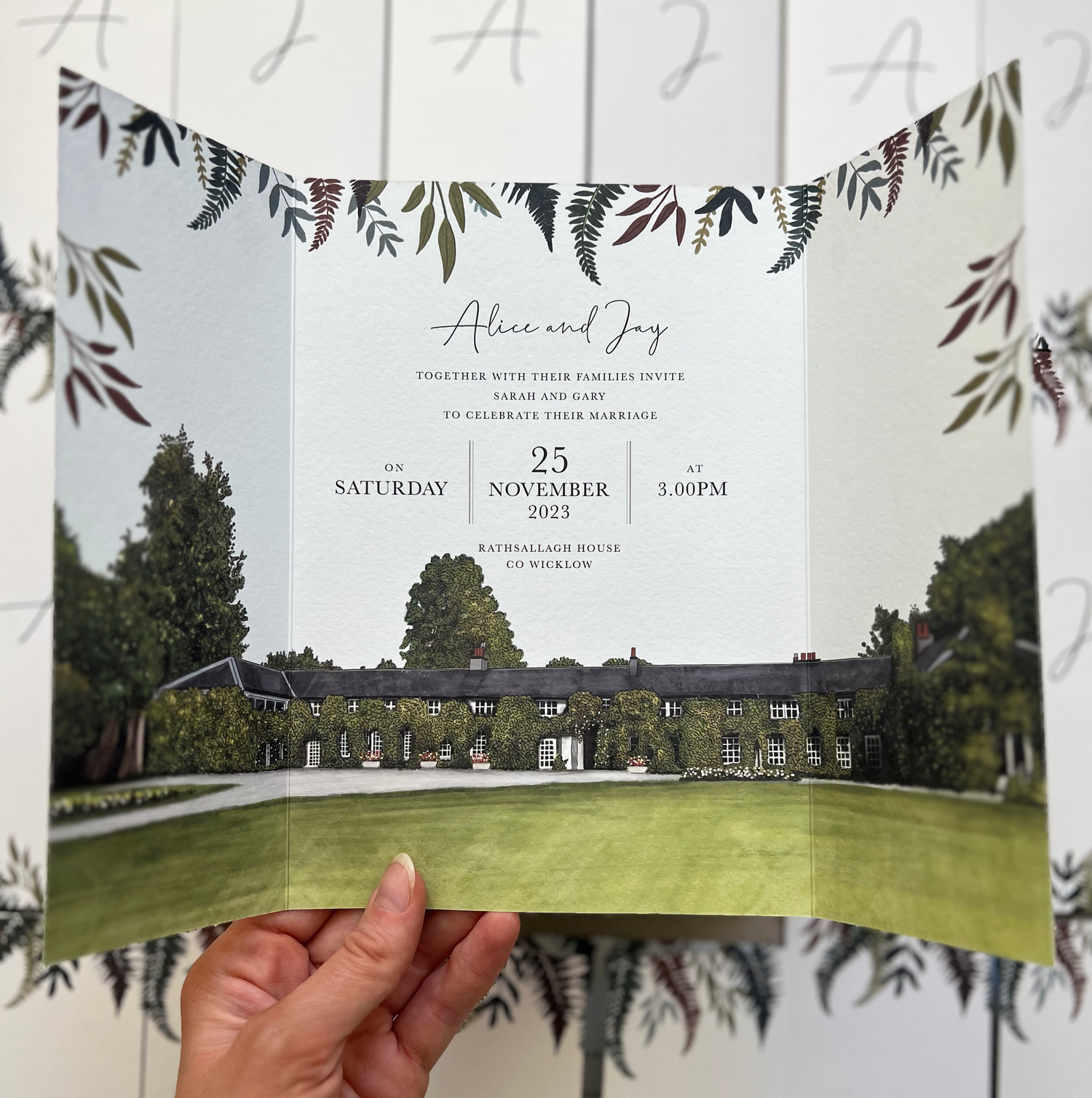 Rathsallagh House Wedding Invitation (Gate Fold)
