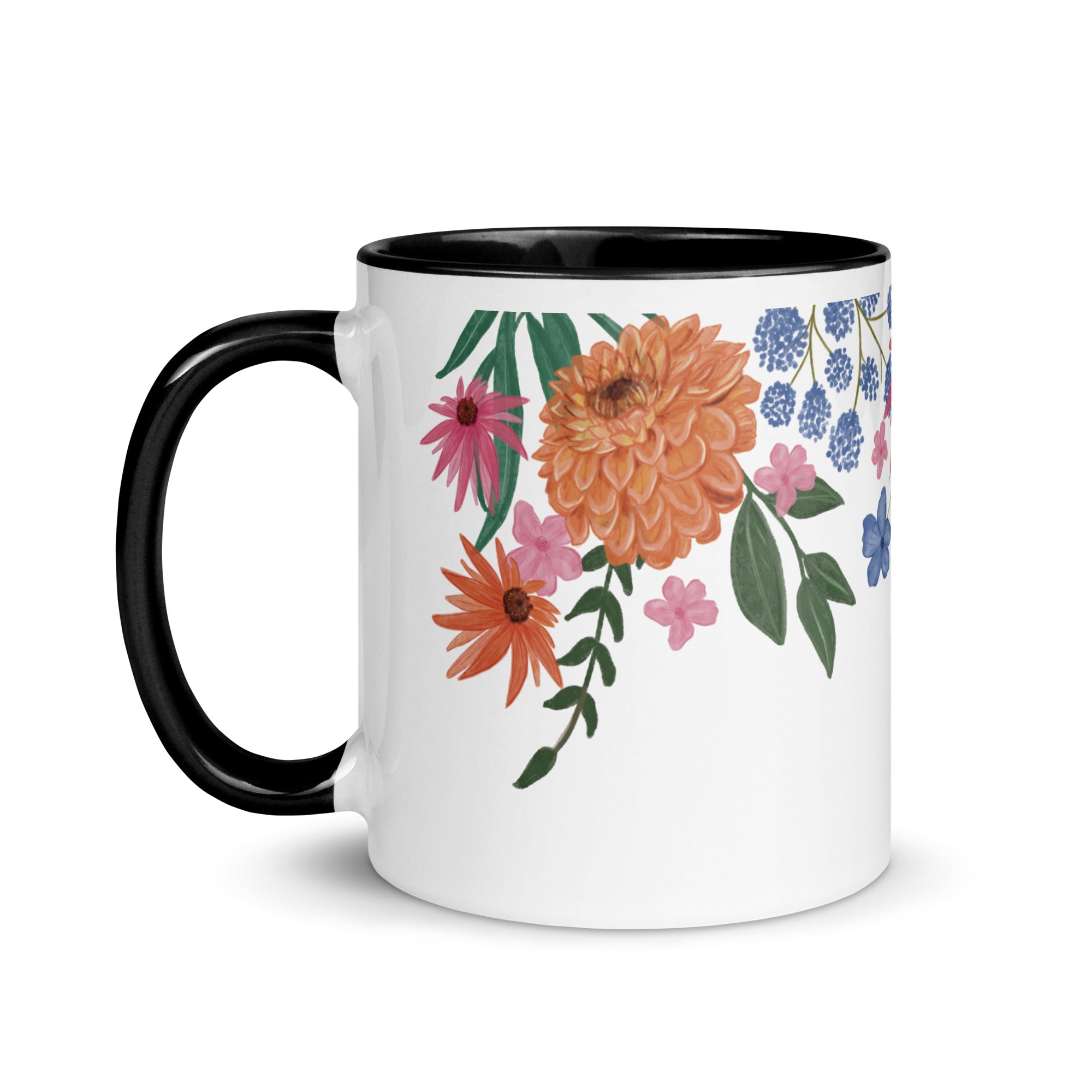 Floral Mug with Colour Inside