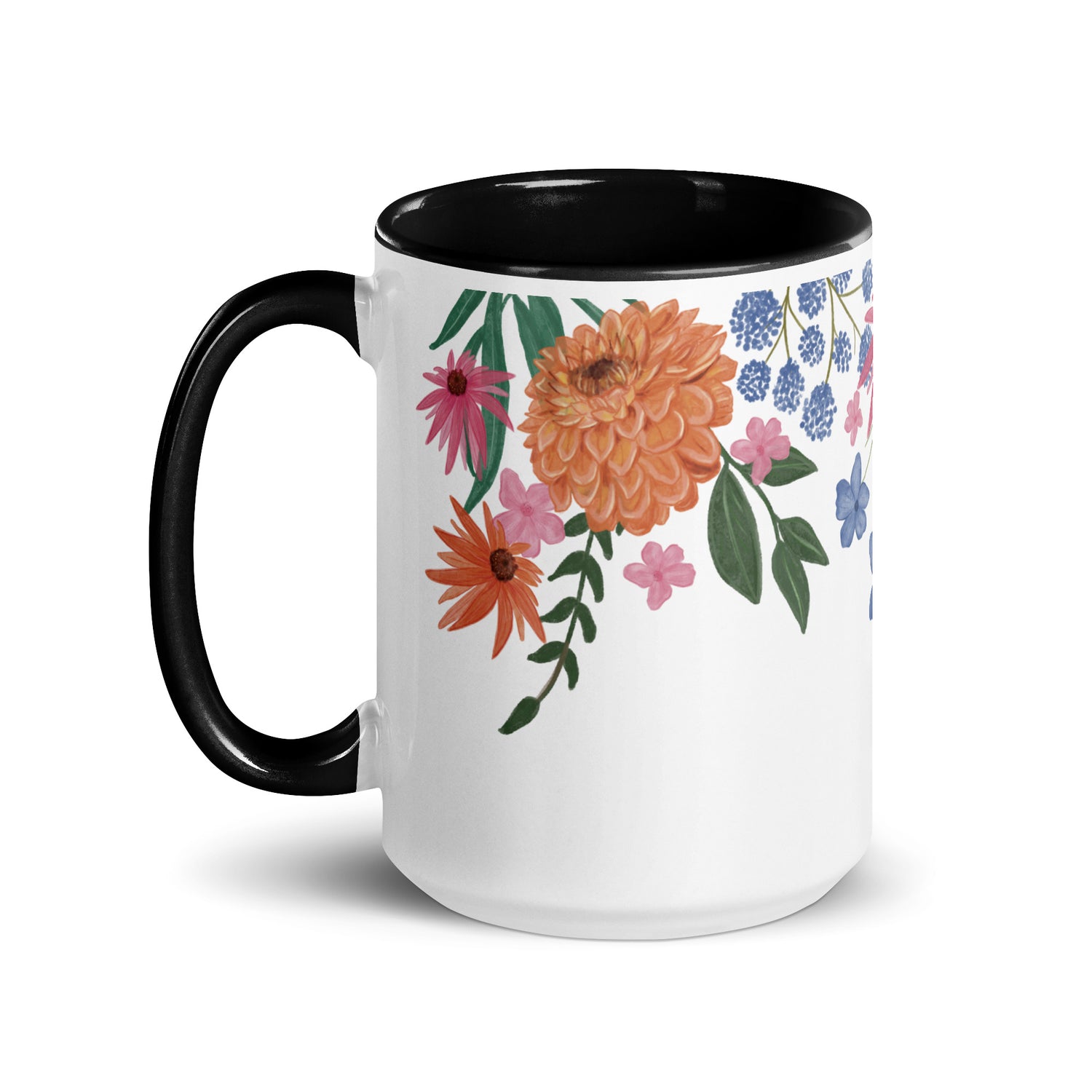 Floral Mug with Colour Inside