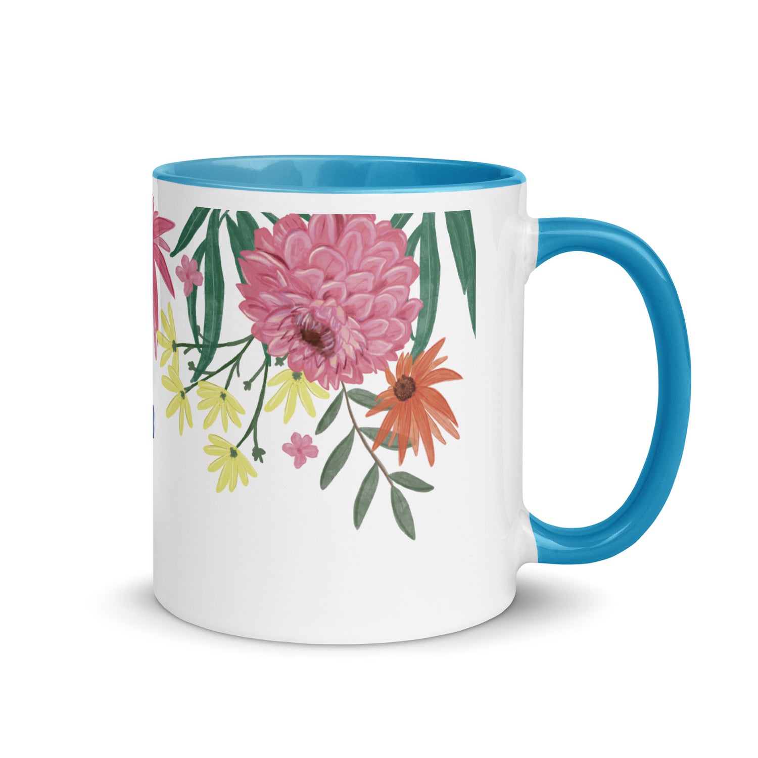 Floral Mug with Colour Inside