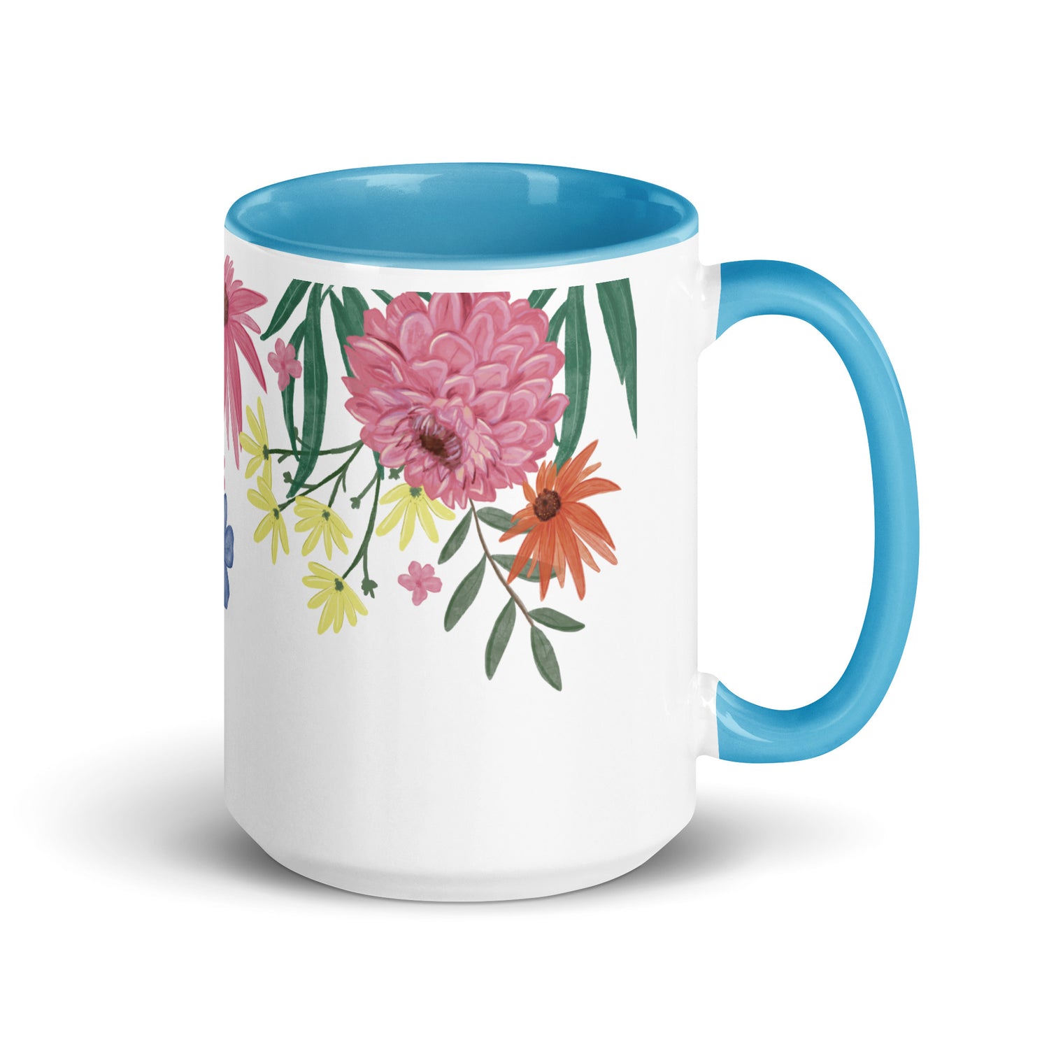 Floral Mug with Colour Inside