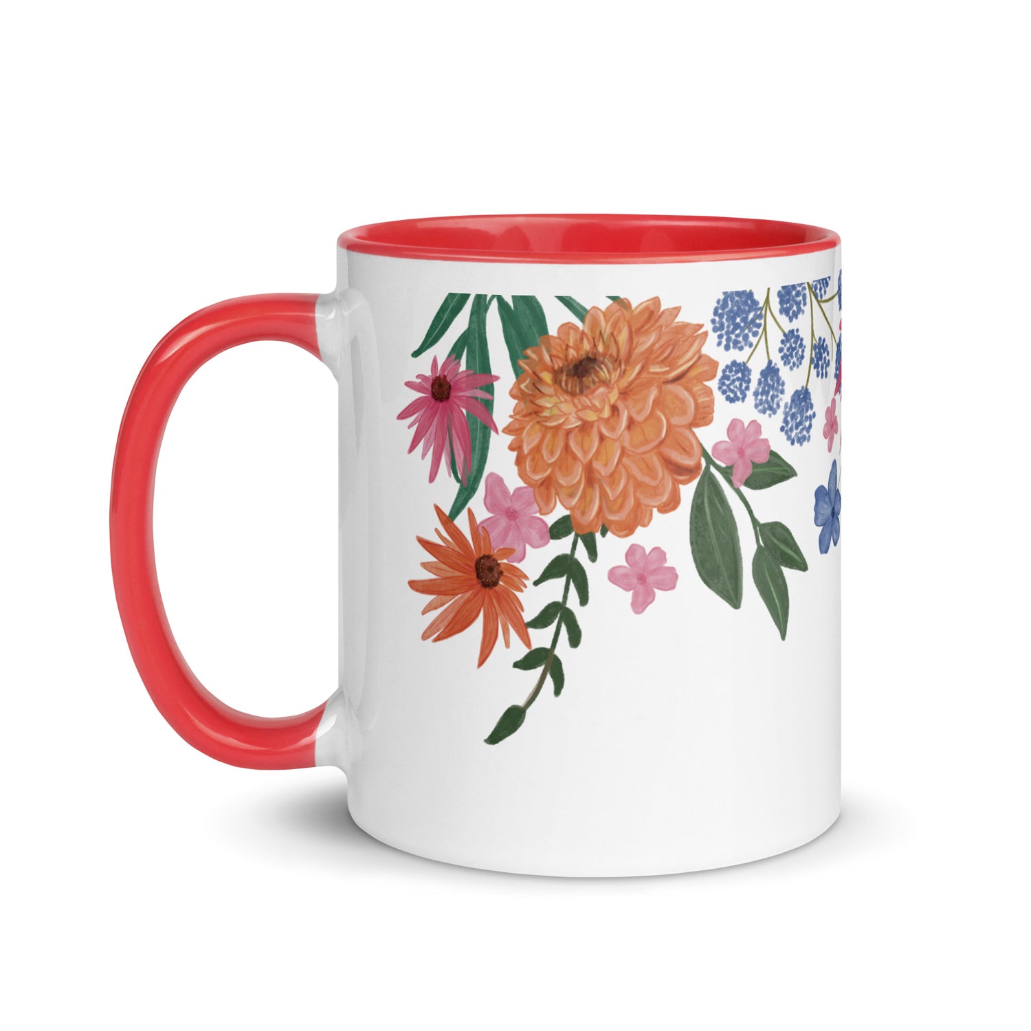 Floral Mug with Colour Inside