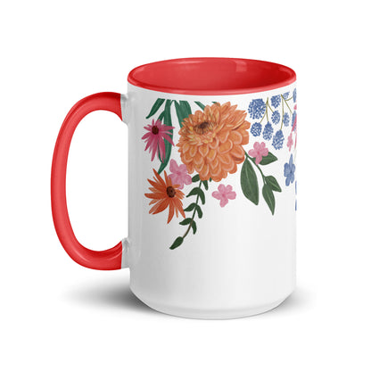 Floral Mug with Colour Inside