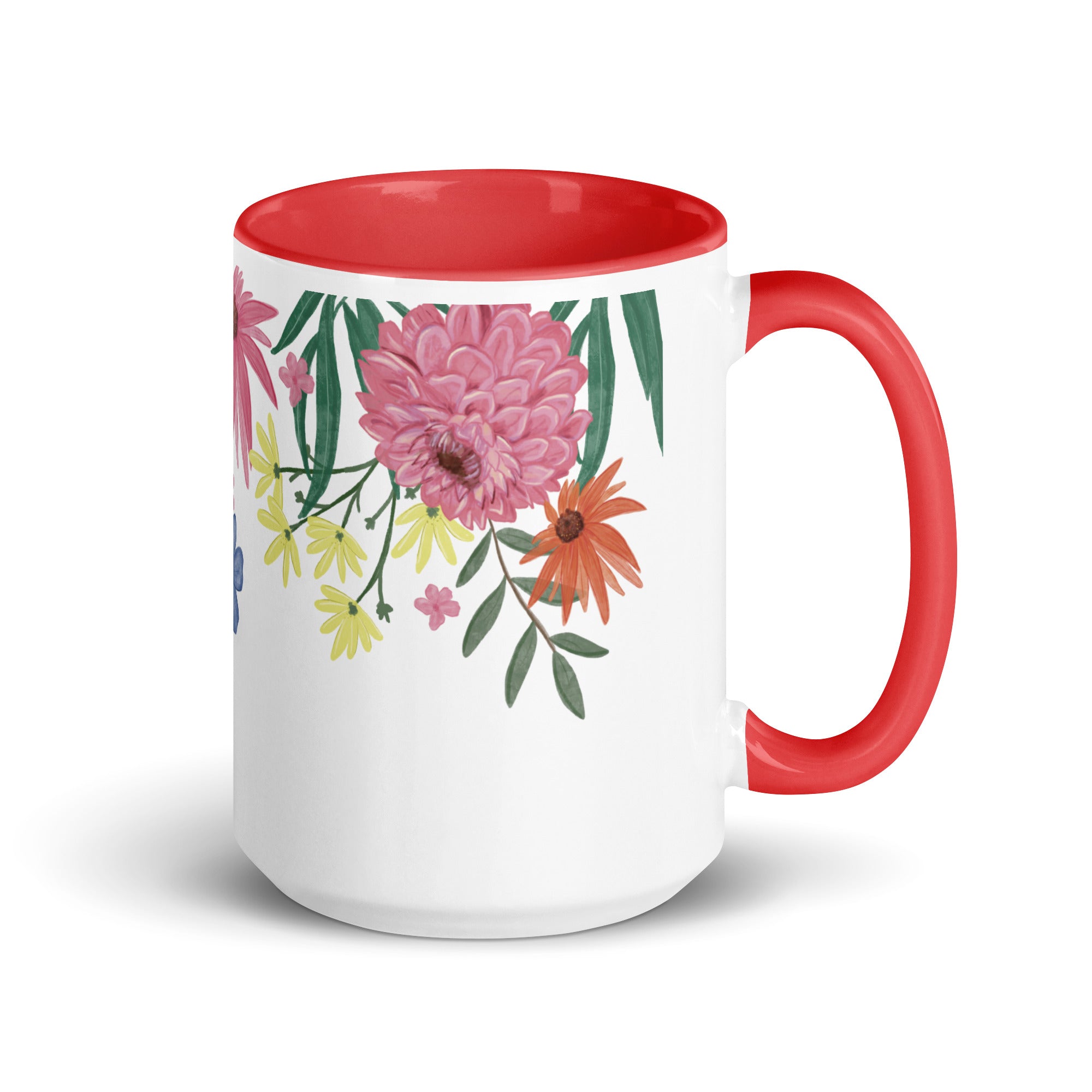 Floral Mug with Colour Inside