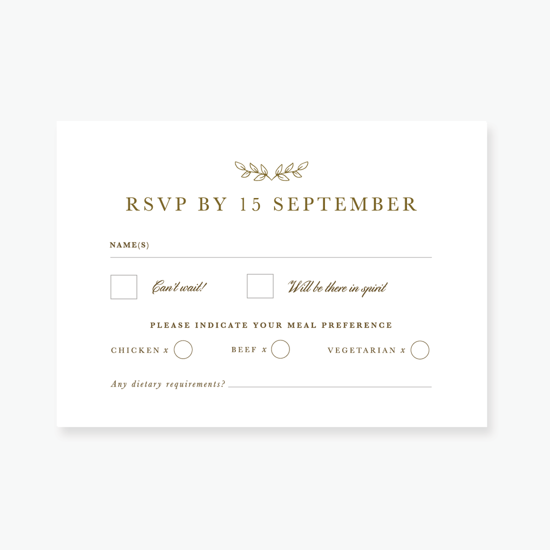 Gold Leaf RSVP Card