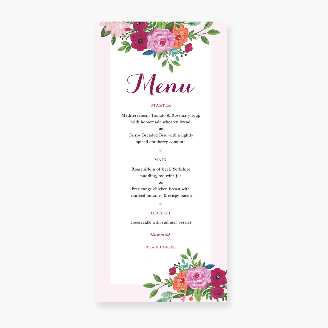 Wild Rose Menu