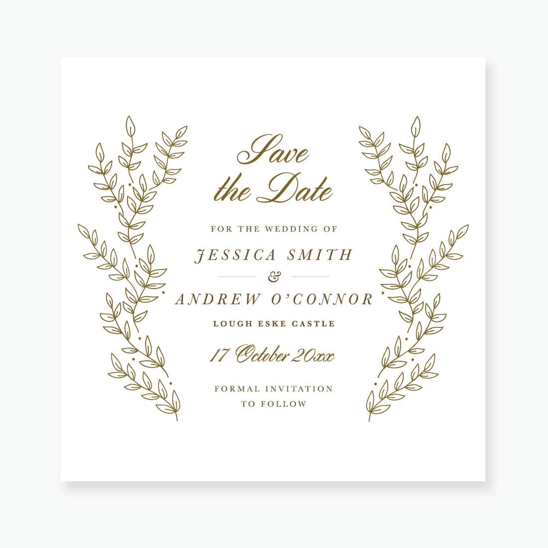 Gold Leaf Save the Date Card