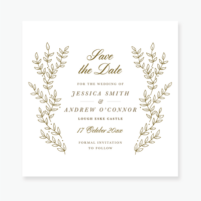 Gold Leaf Save the Date Card