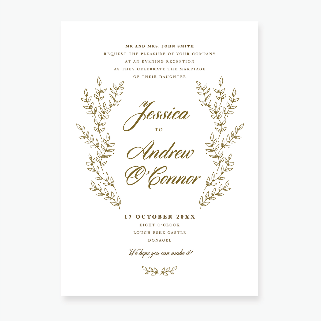 Gold Leaf Evening Invitation