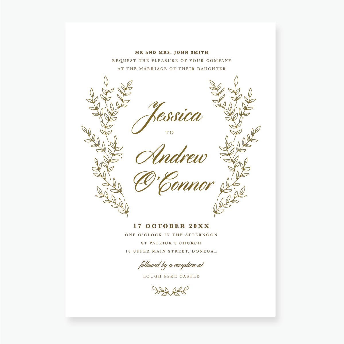 Gold Leaf Wedding Invitation