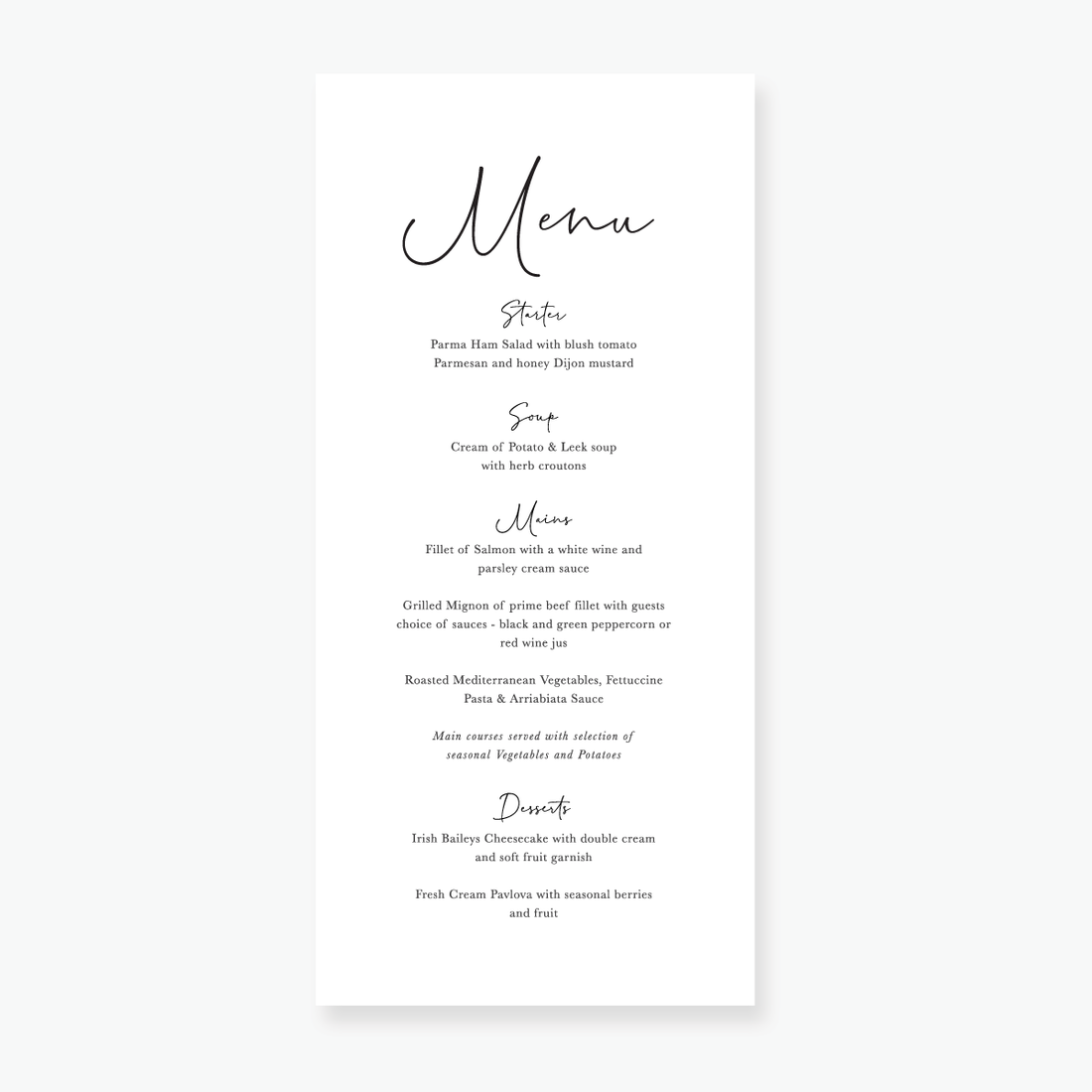Just My Type Menu