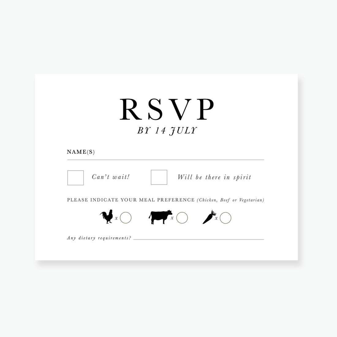 Just My Type RSVP Card