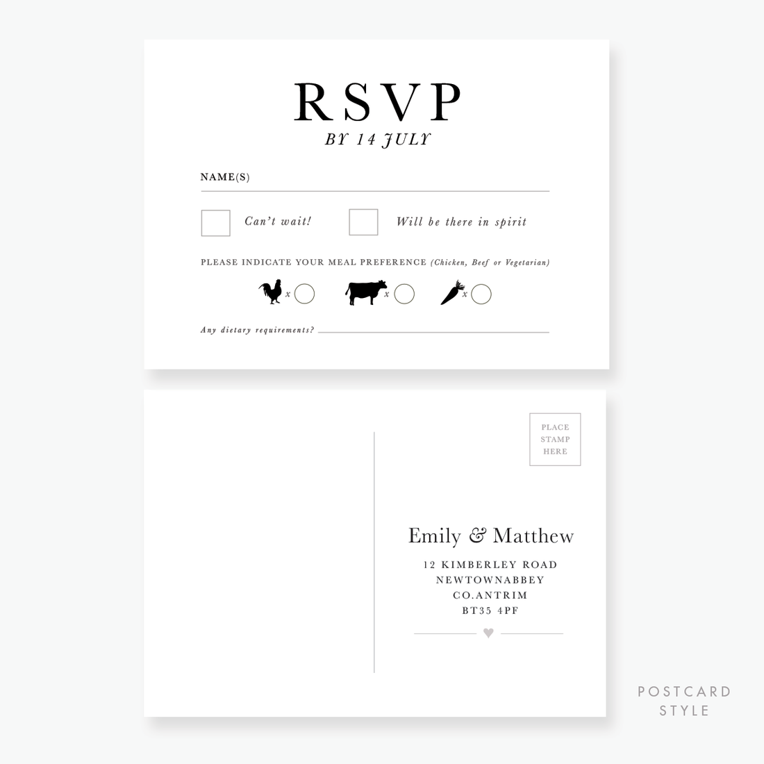 Just My Type RSVP Card