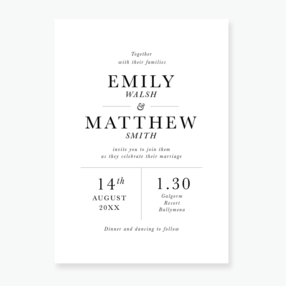 Just My Type Wedding Invitation